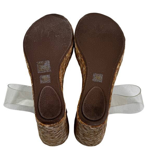 Coconuts by Matisse Clear Strap Minimal Woven Wedge Sandals Women's Size 9 - Picture 6 of 11